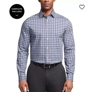 Michael Kor’s men’s blue/gray/white plaid long sleeve shirt slim fit 16 34/35